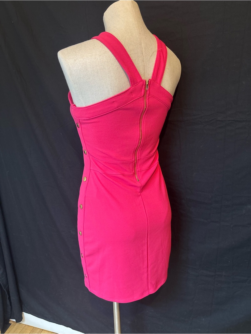 Guess Hot Pink Cross-Front Mini Dress - Picture 3 of 5